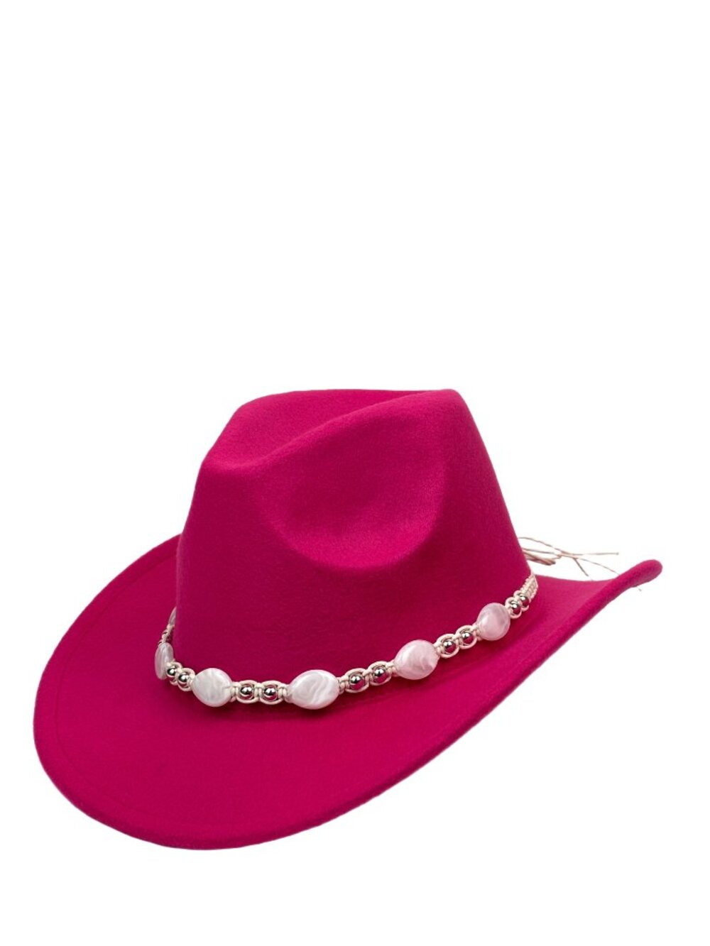 Hot Pink Western Cowboy Cowgirl Hat Pearl Beaded Hatband Rodeo Ranch Festival